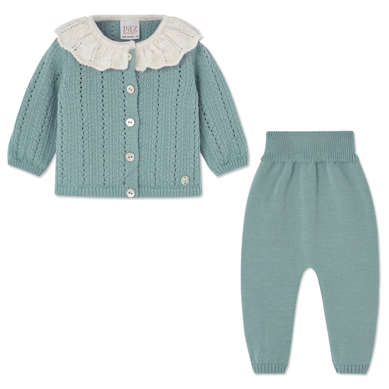 Paz Jade Ruffle Collar Knit Set | Girl