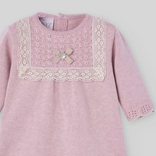 Powder Pink Dress & Bonnet Set