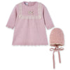 Powder Pink Dress & Bonnet Set
