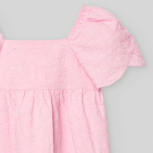 Pink Embroidered Leaves Dress