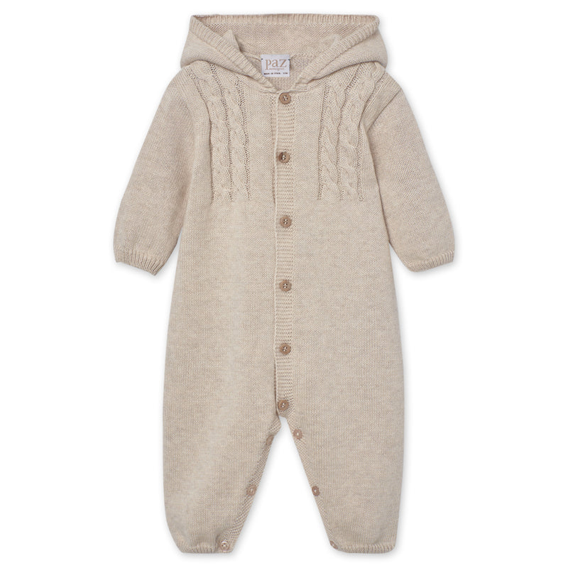 PAZ Light Brown Hoodie Romper | Neutral