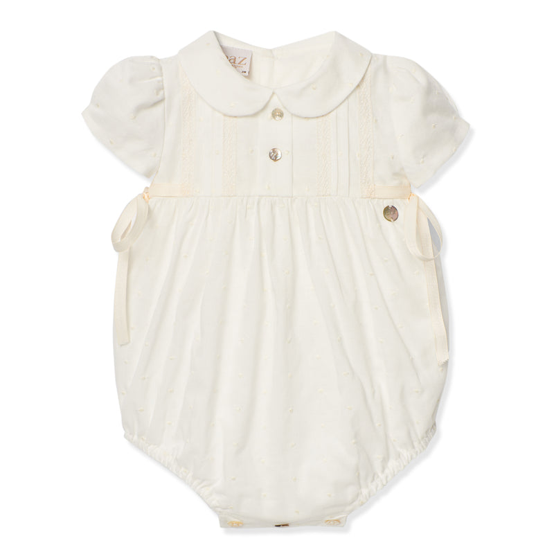 Ivory Double Bow Lace Romper