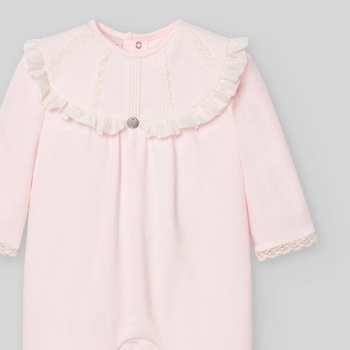 Chalk Pink Lace Bib Footie