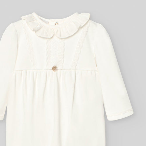 White Ruffle Collar Footie