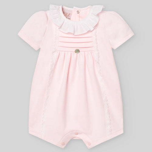 Pink Cotton Ruffle Romper