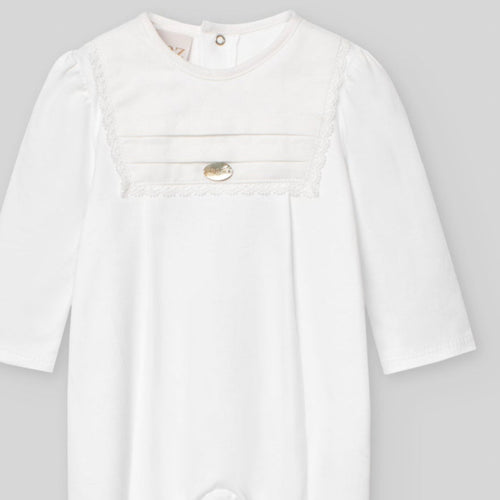 White Cotton Lace Footie