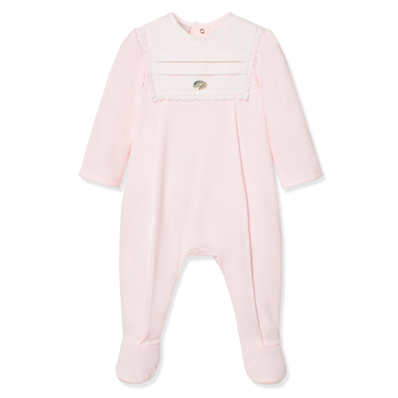 Pink Cotton Lace Footie