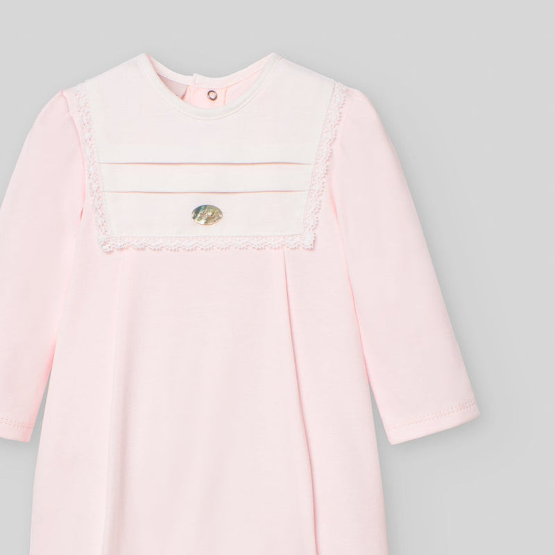 Pink Cotton Lace Footie