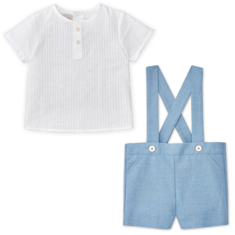 Topaz Blue Overall & Shirt Set