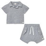 Navy Stripe Short Set
