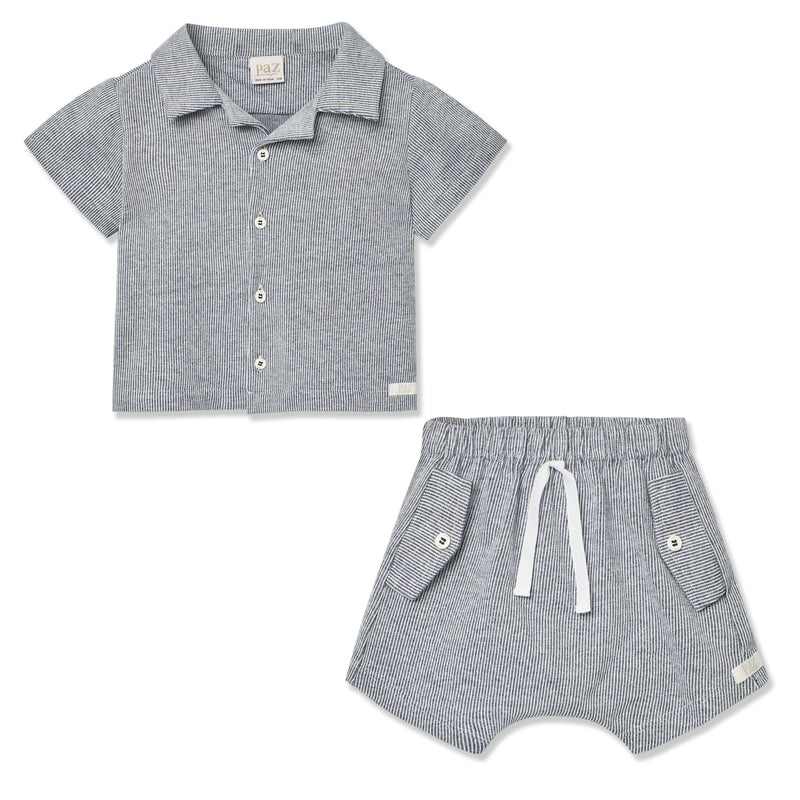 Navy Stripe Short Set