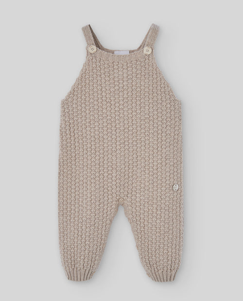 Beige Knit Overall Set