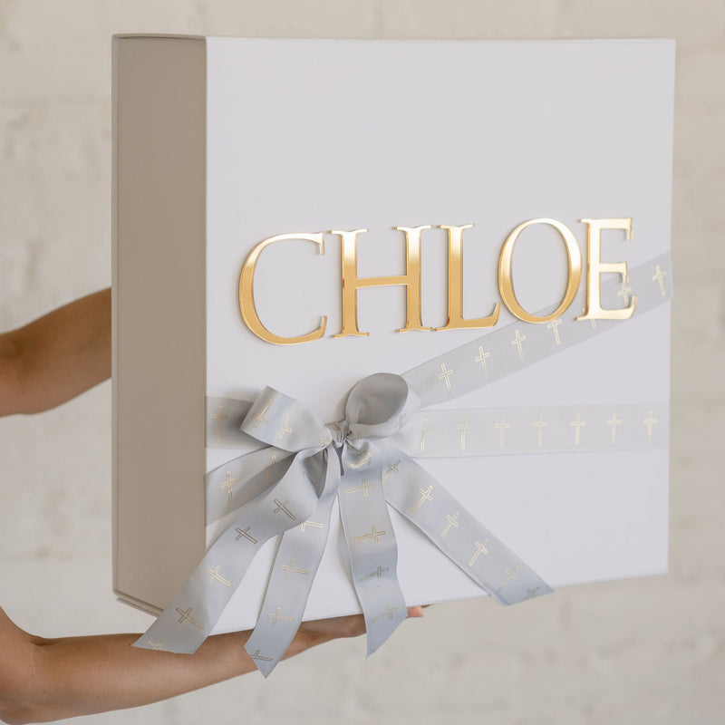 ENGLISH Name Christening Bow Box