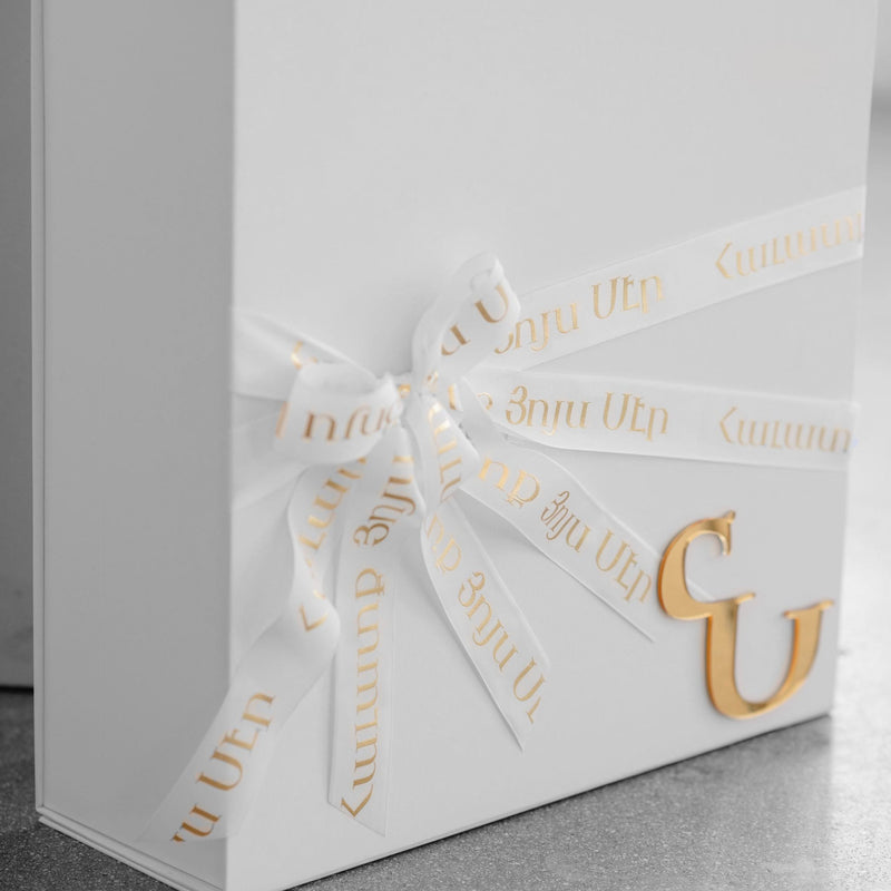 Armenian INITIAL Christening Bow Box