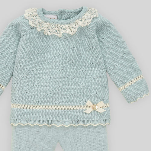 Verde Wool Knit Bonnet Set