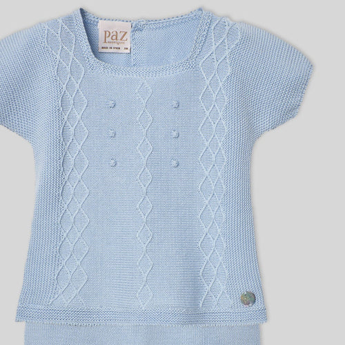 Sky Blue Knit Shorts Set
