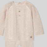 Beige Knit Footie Set