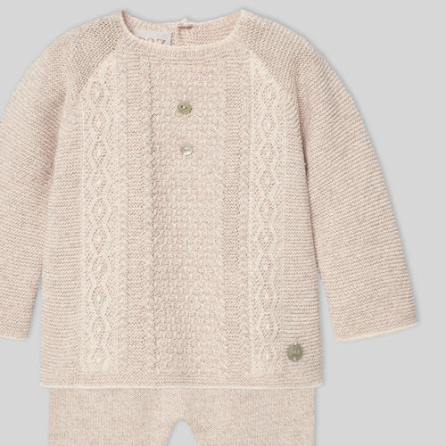 Beige Knit Footie Set