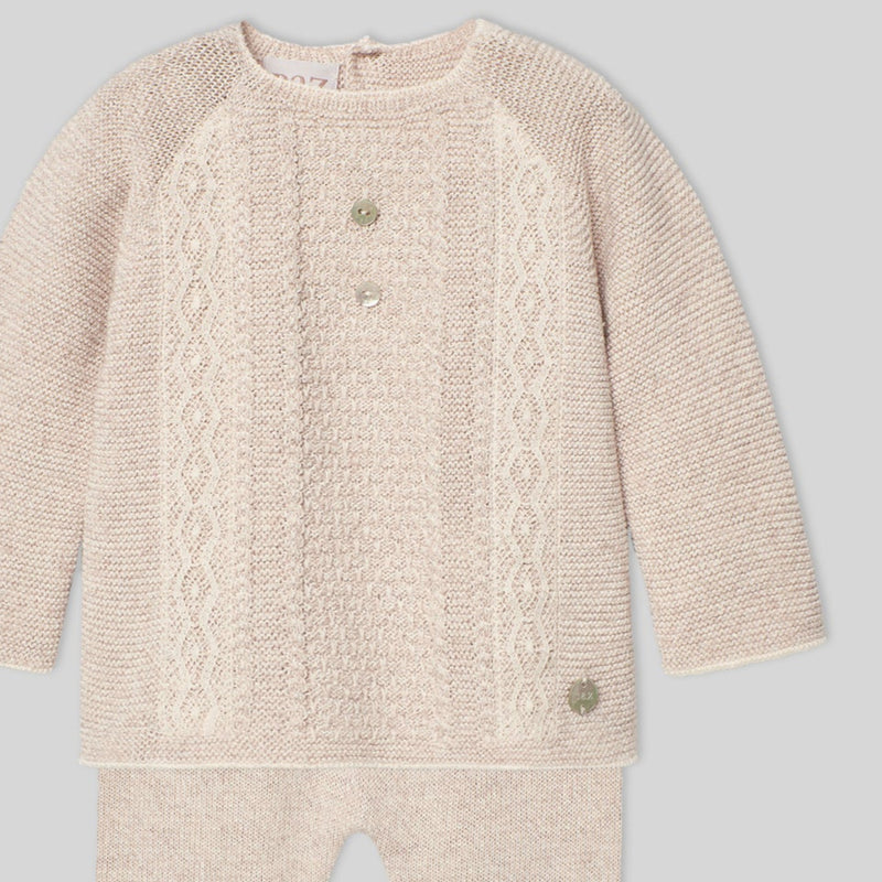 Beige Knit Footie Set