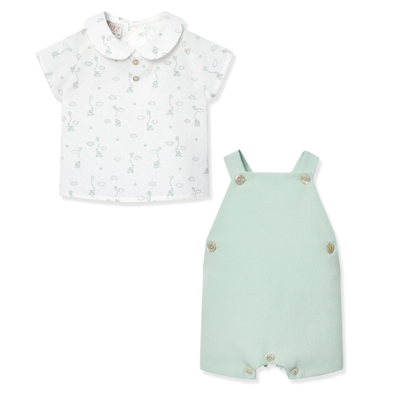 Seafoam Elephant Overall Set