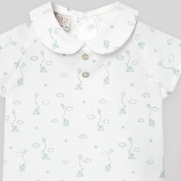 Seafoam Elephant Overall Set