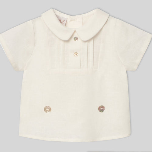 Beige Button Short Set
