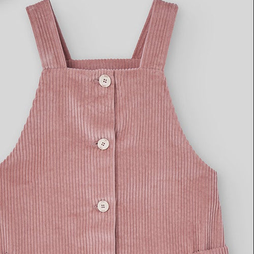 Pink Corduroy Overall Set