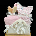 Pink Striped Bunny Rattle Set | Girl