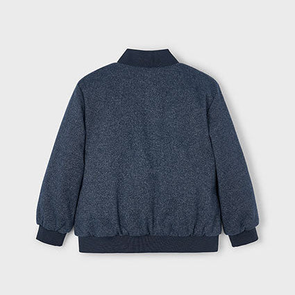 Navy Tweed Bomber Jacket