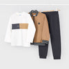 Blue Tan 3pc Jacket Set