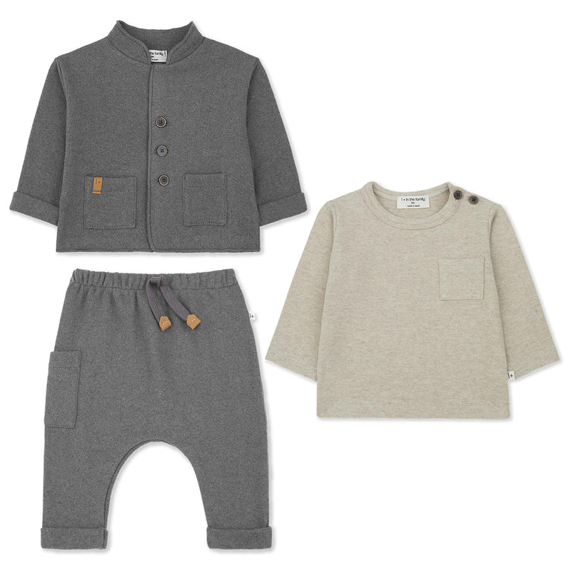 Charcoal 3 Piece Soft Suit Set | Boy