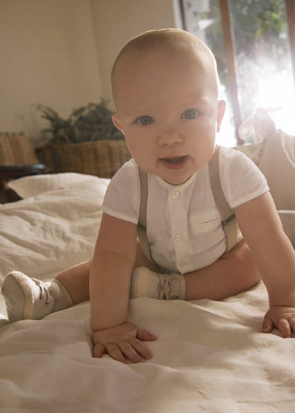 Linen Suspender Short Set | Boy