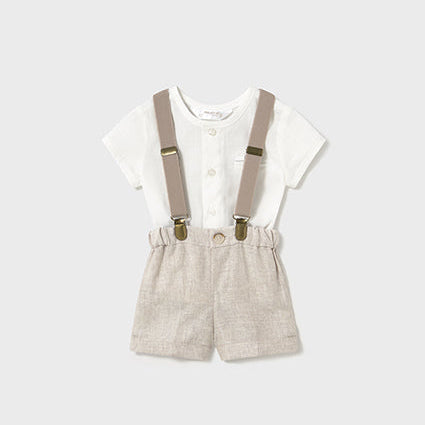 Linen Suspender Short Set | Boy