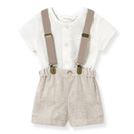 Linen Suspender Short Set | Boy