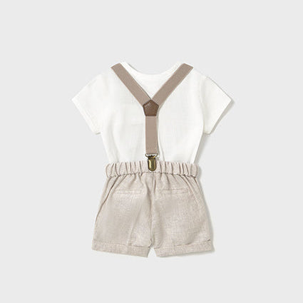Linen Suspender Short Set | Boy