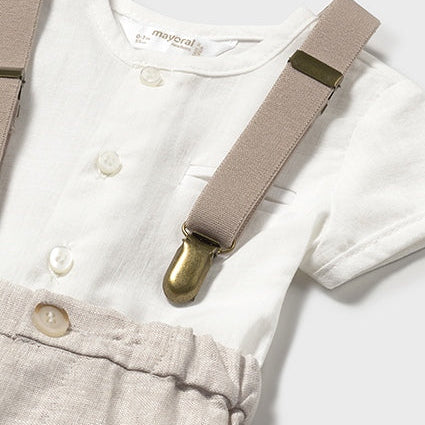 Linen Suspender Short Set | Boy
