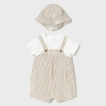 Nude Stripe Overall & Hat | Boy