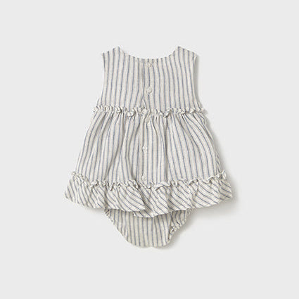 Linen Blue Stripe Dress | Girl