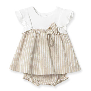 Nude Stripe Button Dress | Girl