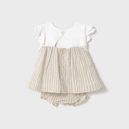 Nude Stripe Button Dress | Girl