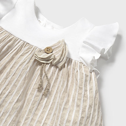 Nude Stripe Button Dress | Girl