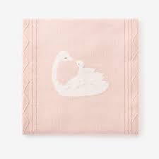 Pink Swan Knit Blanket