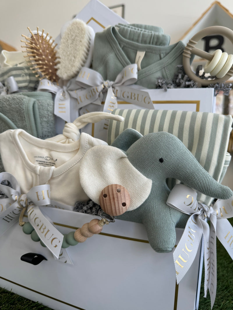 Medium Striped Elephant Set | Neutral