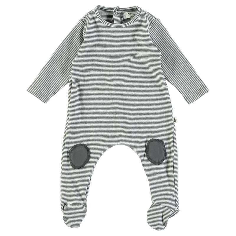 Striped Knee Patch Footie | Boy