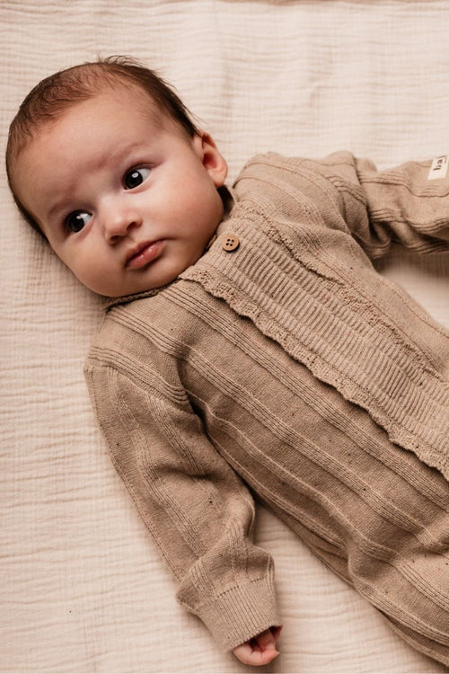 Peach Almond Knit Romper