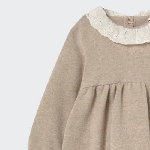 Nude Ruffle Collar Dress