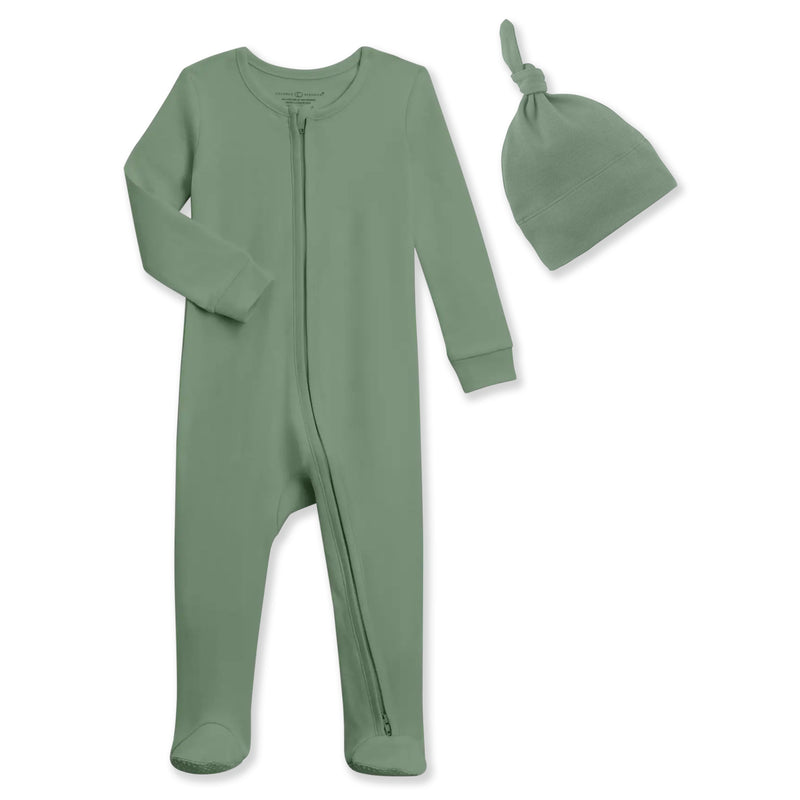 Hunter Green Mist Footie & Hat set