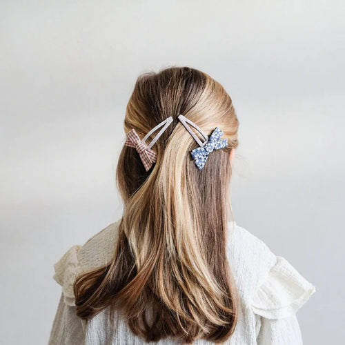 Mini Floral Bow Clip Set