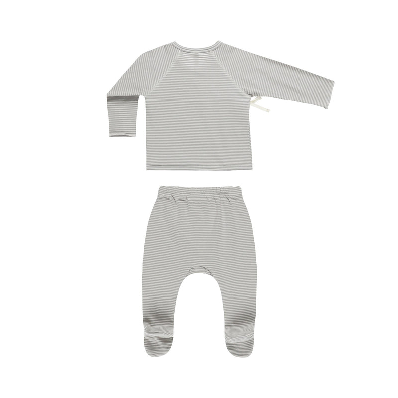 Blue Stripe Kimono Footie Set | Boy