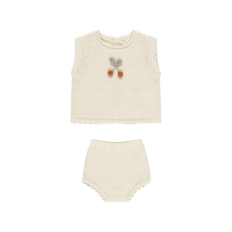 Cherry Scallop Knit Set